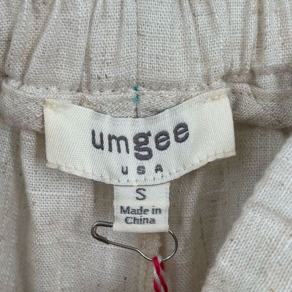 Umgee Wide Leg Pant with Elastic Waist, Pockets, & Ruffle Hem Oatmeal Size Small - Picture 2 of 9